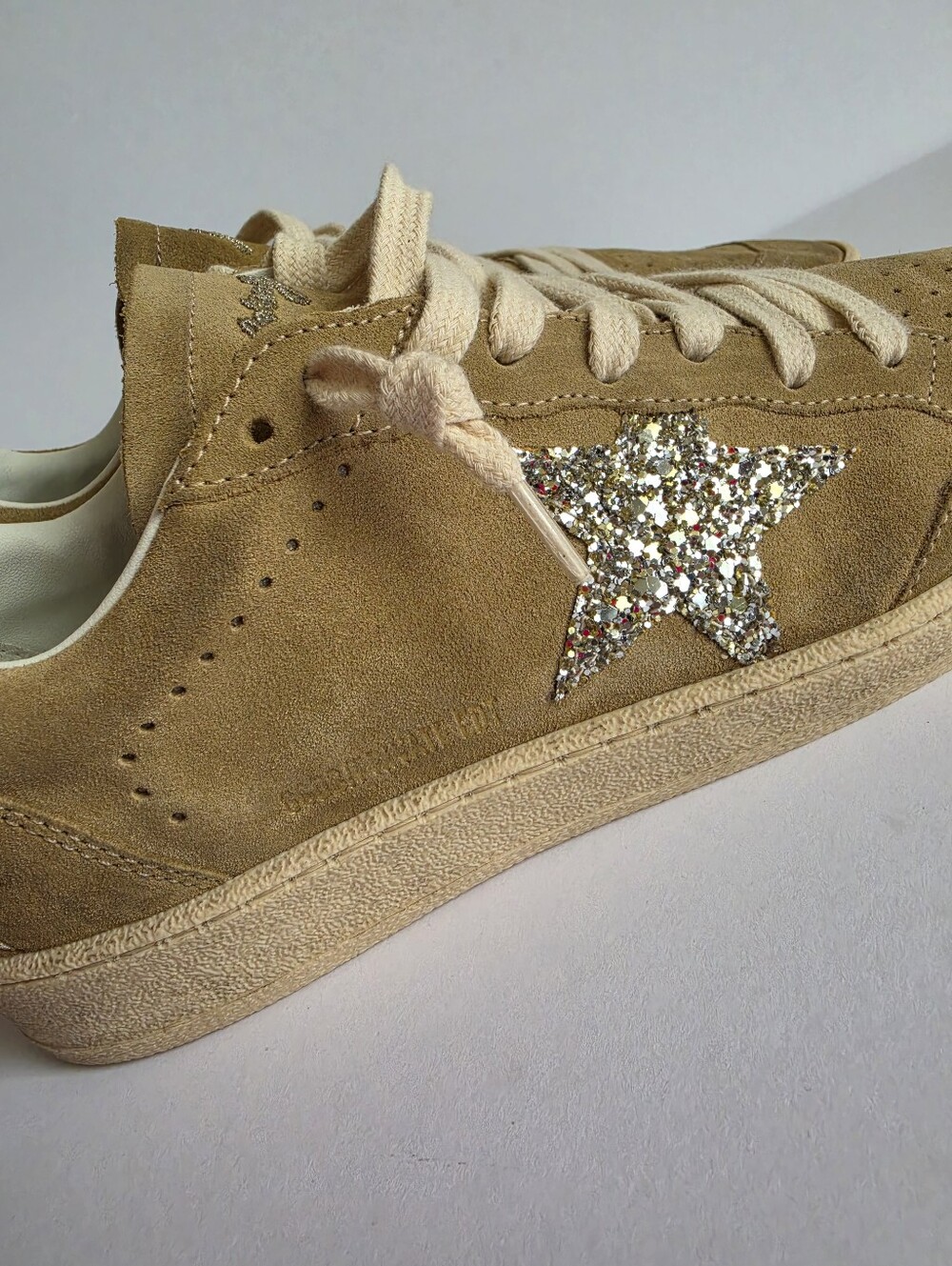 Golden Goose Ball Star Sneakers Desert Beige Cream Glitter EU 40 US 10 - Picture 8 of 12